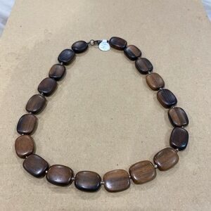 Brown Stone Necklace with Wire-Wrapped Design